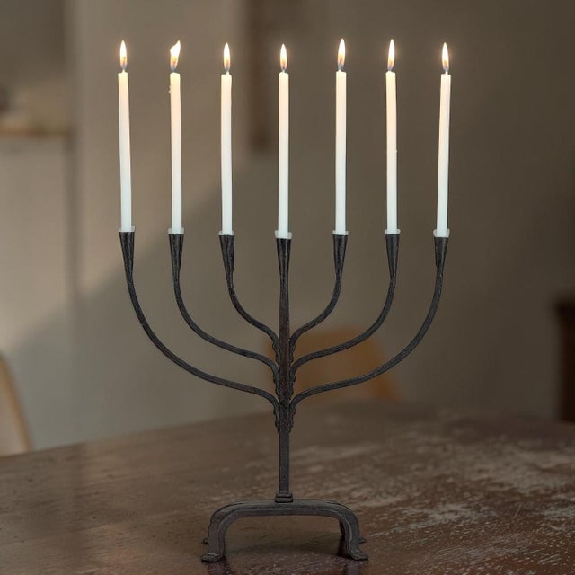 Mid-Century French Brutalist Hand-Forged Iron Seven-Light Candelabrum For Sale - Image 16 of 16