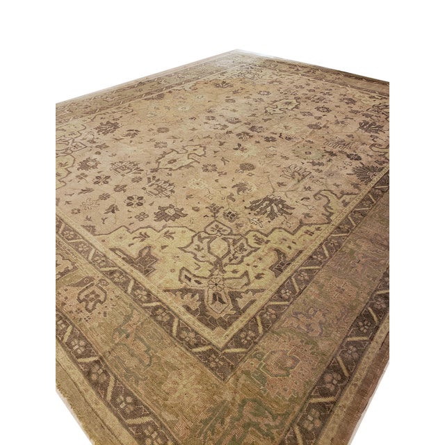 19th Century Antique Oushak Carpet, Handmade Oriental Rug, Soft, Taupe, Brown, Beige For Sale - Image 5 of 15