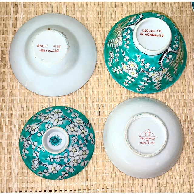 Green Chinese Gaiwan Lidded Tea Cup, Saucer and Plate For Sale - Image 8 of 9