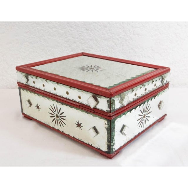 French Beveled Glass Underglaze Painting Box, 1950 For Sale - Image 6 of 14