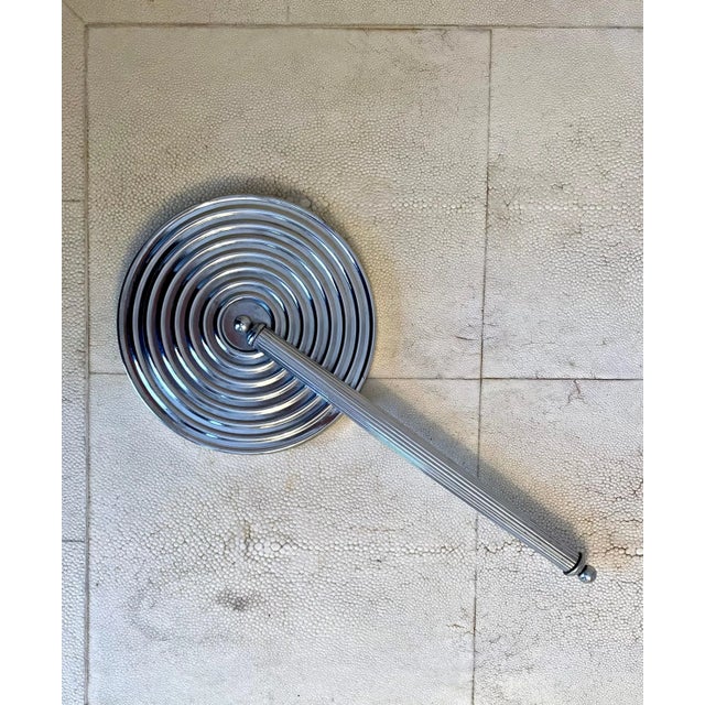 Silver Hand Mirror with Radial Groove Back For Sale In Los Angeles - Image 6 of 13