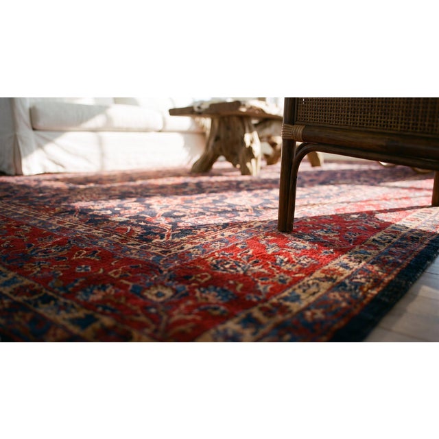 Fabulous Navy Blue and Red Color With Unique Florid Design Sarouk Rug For Sale - Image 12 of 13