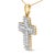 Contemporary 14K Yellow Gold 2.0 Cttw Multi-Row Diamond Cross Pendant Necklace For Sale - Image 3 of 5