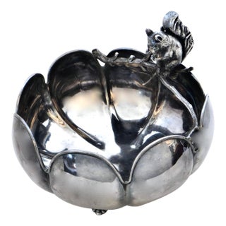 Late 19thC Silver Plated Victorian Squirrel Figural Nut Bowl American Circa 1885 For Sale