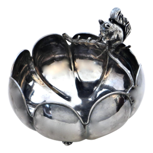 Late 19thC Silver Plated Victorian Squirrel Figural Nut Bowl American Circa 1885