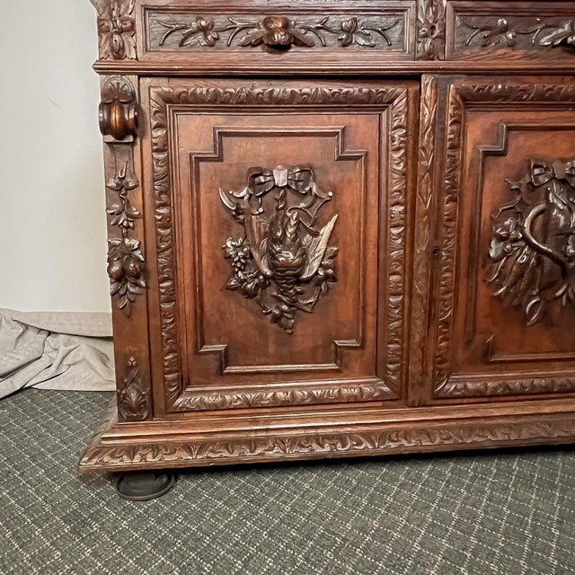 French Country Antique French Normandy Solid Oak Hutch, Early 20th Century For Sale - Image 3 of 14