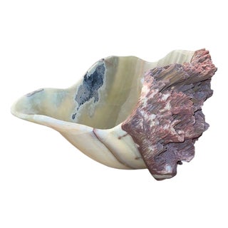 Late 20th Century Monumental Sculptural Onyx Bowl With Natural Mineral Edge For Sale