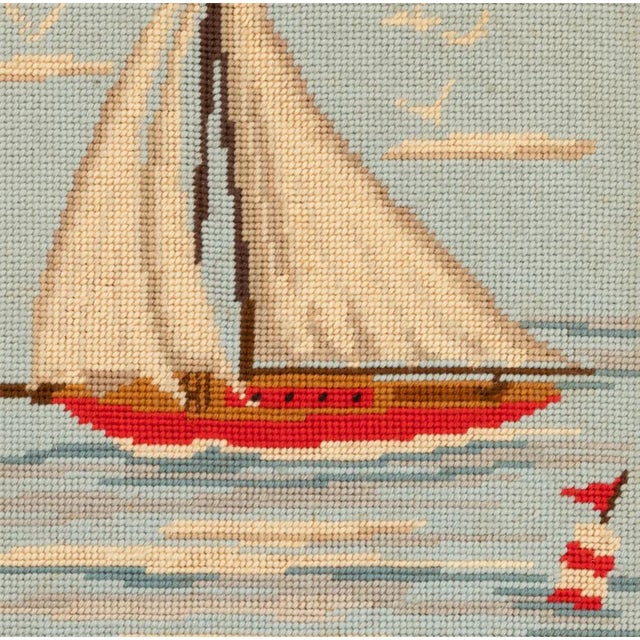Framed Needlepoint Sailboat For Sale - Image 4 of 4