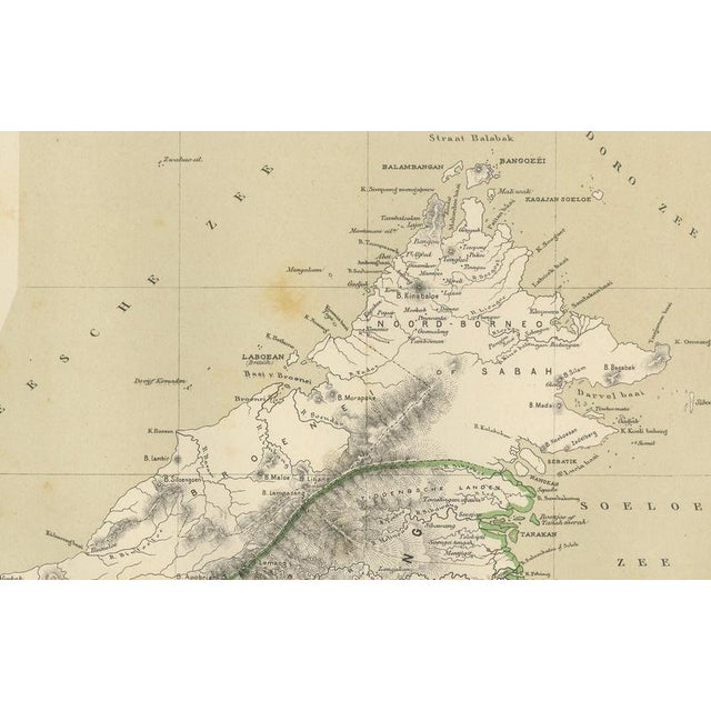 Antique Map of Borneo, 1884 For Sale - Image 4 of 10