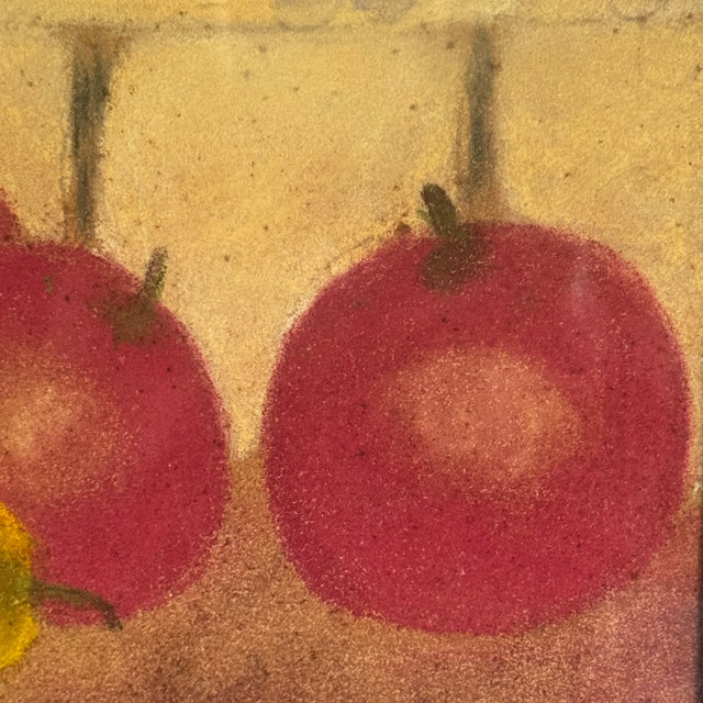 Early 20th Century Bright and Antique Pastel Painting of Fruits Still Life, Wood Frame With Glass. For Sale - Image 5 of 10