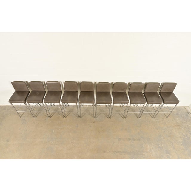 Early 21st Century Steelcase Coalesse Modern Leather and Chrome Bar Stools, Set of Ten For Sale - Image 5 of 13