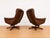 Vintage Swedish Brown Leather Swivel Chairs from Gote Møbler For Sale - Image 4 of 10
