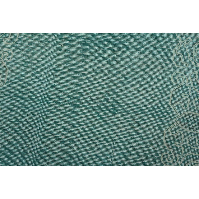 Tabriz Runner 2’8” X 18’5” Blue Wool Vintage Overdyed Hand-Knotted Rug For Sale - Image 4 of 11