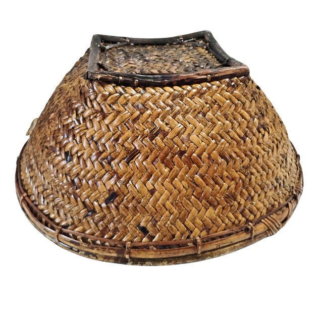 Mid 20th Century Vintage Mid-Century Philippine Tribal Labba Woven Grain Basket Bowl Centerpiece For Sale - Image 5 of 15