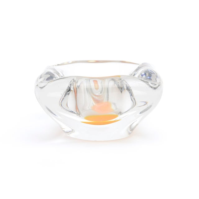 Vintage Swedish Coquille Flygsfors Glass Bowl With Yellow Orange Center For Sale In Miami - Image 6 of 7