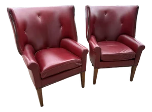 Red Leather Vintage Club Chairs