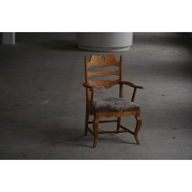 Mid-Century Razorblade Armchair in Oak and Lambswool attributed to Henning Kjærnulf, 1960 For Sale - Image 17 of 18