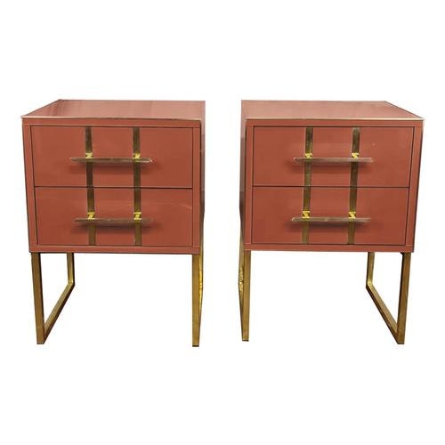Birch Bedside Tables in Mirror Glass & Brass by Justfurnituress, Set of 2 For Sale - Image 6 of 6
