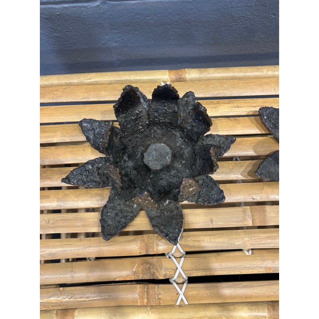 1960s Mid-Century Harry M. Wasserman Torch-Cut Steel Lily Sculptures, Pair For Sale - Image 5 of 8