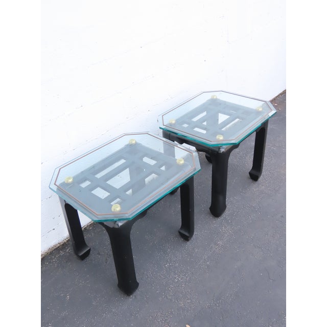 This beautiful Side Tables is made out of wood, and glass. This Set Tables has a classic Hollywood Regency style design,...