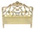 Vintage French Rococo Distressed Cream Painted Queen Size Wood Bed Headboard For Sale