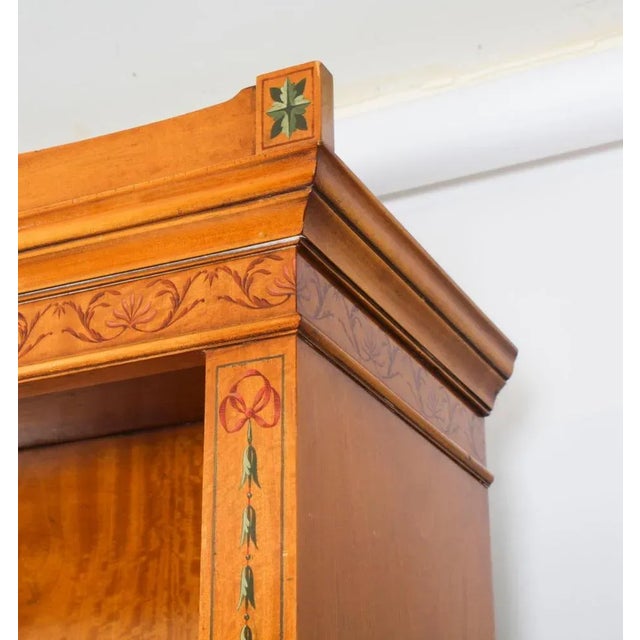 Vintage English Sheraton Revival Satin Wood Open Bookcase For Sale - Image 5 of 18