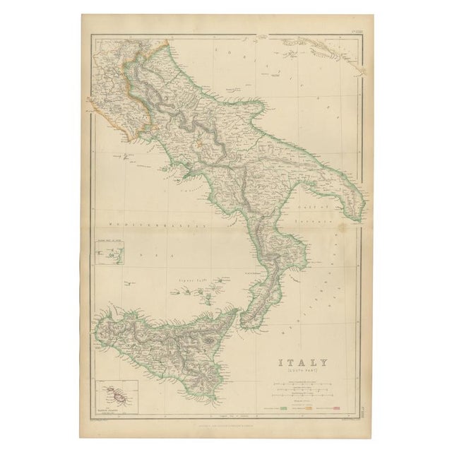 Antique Hand-Colored Map of Italy, Sicily and Malta, 1860 For Sale - Image 9 of 9