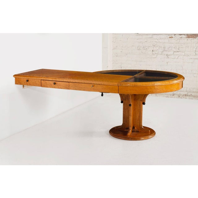 Michael Graves Unique Burl Maple Pedestal Vitrine Desk, 1990c. One-of-a-kind vitrine desk by architect and designer...