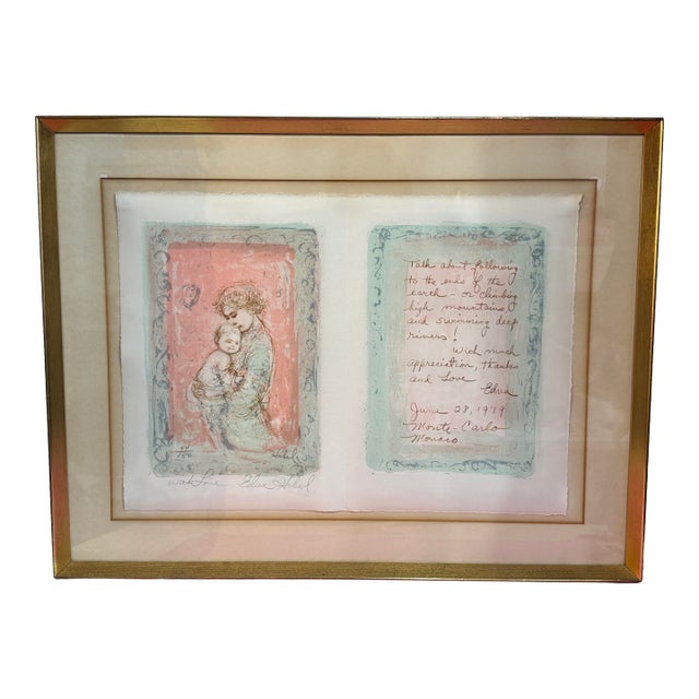 Signed Edna Hibel Limited Edition Mother & Child Print, Montecarlo Inscribed 1979 For Sale