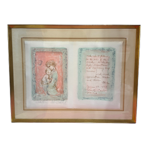 Signed Edna Hibel Limited Edition Mother & Child Print, Montecarlo Inscribed 1979