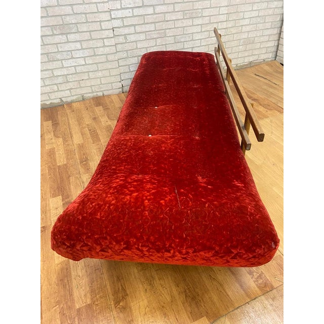 1960s Mid Century Modern Adrian Pearsall Style Crushed Red Velvet