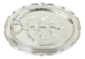 Vintage Amston Victorian Silver Plated Meat Cutlery Oval Serving Platter Tray