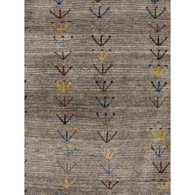 Tribal Vintage Hand-Knotted Persian Gabbeh Rug 2'8" X 3'10" For Sale - Image 3 of 4