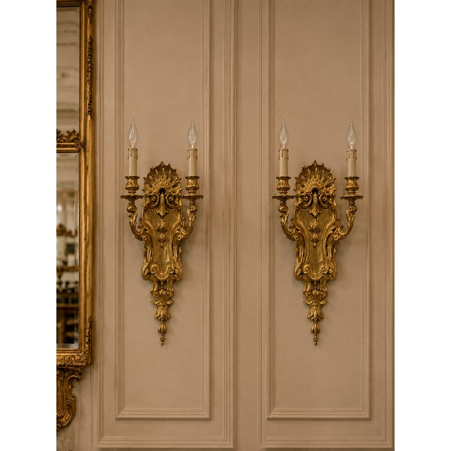 19th C French Louis XVI Gilt Bronze Wall Lamps/Sconces Pair For Sale - Image 6 of 11