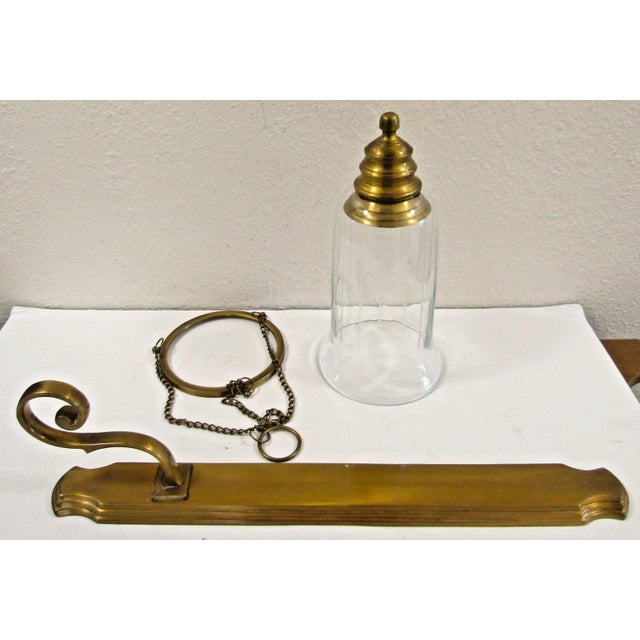 Antique Brass Hurricane Wall Candle Sconce Pair Attributed to Virginia Metalcrafters For Sale - Image 14 of 18