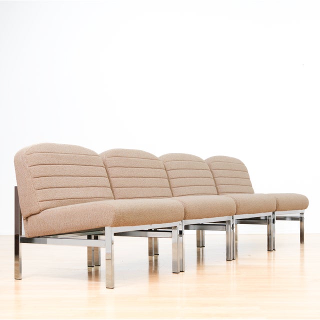Set of Eight British Mid-Century Modern Chrome-Framed Modular Lounge Chairs For Sale In Los Angeles - Image 6 of 16