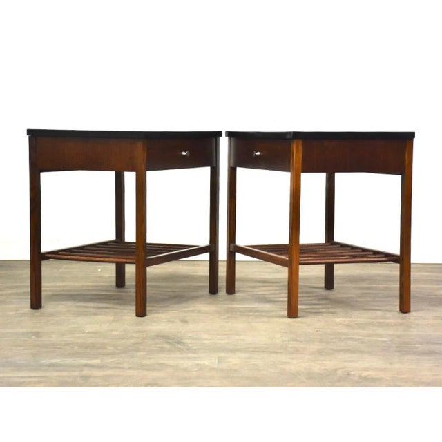 Mid-Century Modern 1960s Refinished Nightstands by Stanley - a Pair For Sale - Image 3 of 9