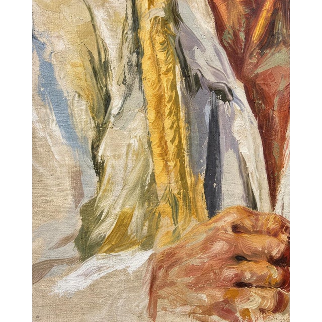 1954 A. Shitzas Mid-Century Earth Oil Portrait Painting - 1 Pc For Sale - Image 6 of 18
