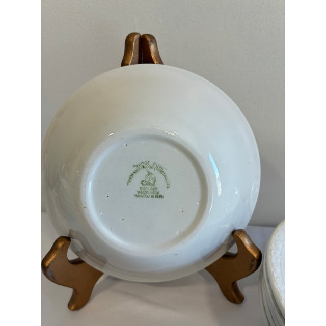 Vintage Wedgwood White Embossed Rim Bowls - Set of 6 For Sale - Image 9 of 10