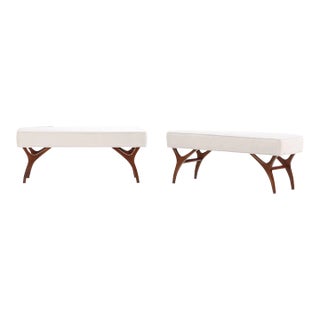 Pair of 1950s Italian Curved Benches in the Manner of Carlo Di Carli For Sale