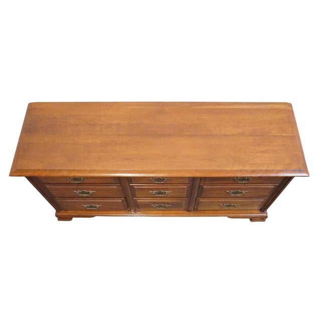 Permacraft / Sanford Solid Cherry Early American Traditional 62" Triple Dresser 79-02 For Sale - Image 9 of 13