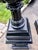 Large Antique Black Cast Iron Garden Urns on Pedestals, Pair, Circa 1900 For Sale - Image 13 of 18