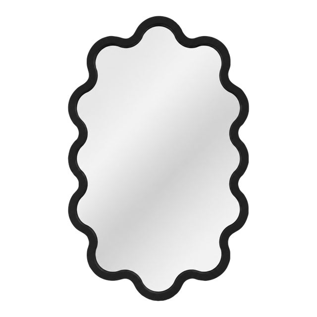 Organic Black Oval Wall Mirror for Modern Interiors – Hvyli Oval 60 For Sale