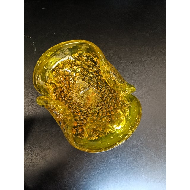 Mid 20th Century Mid-Century Murano-Attributed Yellow Glass Ashtray For Sale - Image 5 of 10