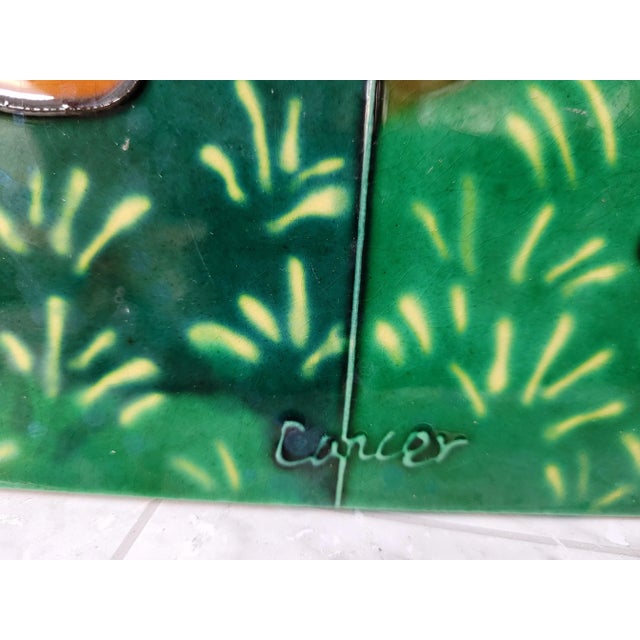 Vintage Ceramic Art Tile Cancer Horoscope Zodiac Signs Large For Sale - Image 6 of 7