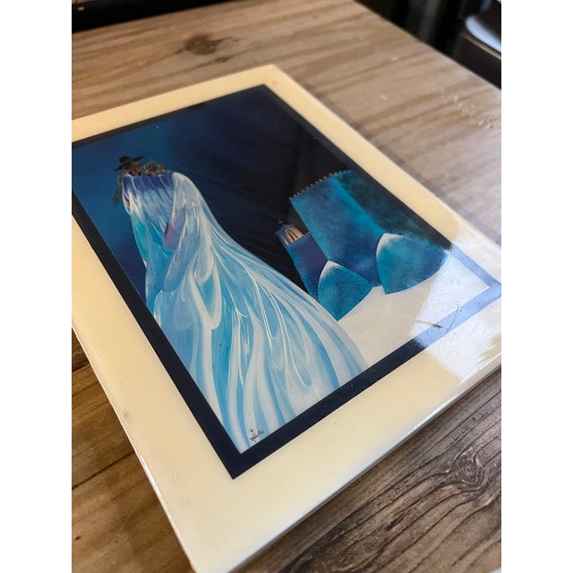 Ceramic Bill Rabbit Blue Ceramic Trivet For Sale - Image 7 of 9