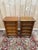 Pair of louis xvi style bedside tables, reproductions from the 1970s-1980s in warm brown stained wood. each piece features...