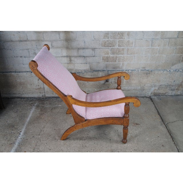 Antique Early 20th Century British Colonial Oak Plantation Lounge Arm Chair For Sale - Image 10 of 12