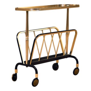 Danish Serving Trolley with Magazine Shelf by AJ Hagensen, 1950 For Sale