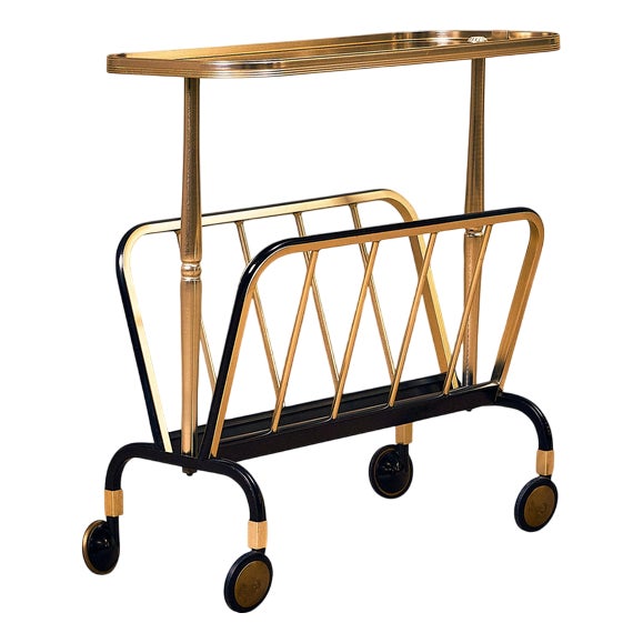 Danish Serving Trolley with Magazine Shelf by AJ Hagensen, 1950 For Sale